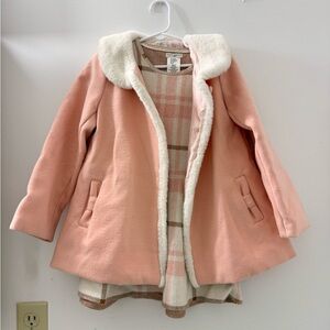 Max Studio Pink Pea Coat with Faux Fur Trim Size 5/6